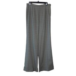 Talbots black plaid wide leg stretch pants size 10